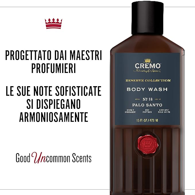 Cremo Body Wash for Men, Rich-Lathering Palo Santo, 16 Fl Oz (Pack of 12)