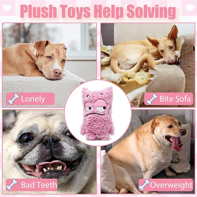 Monster Dog Valentine Toy for Puppy Gifts, Stuffed Dog Plush Toy | Crinkle Squeaky, Soft Lightweight Toy for Fetch and Chew, Interactive Outdoor Indoor Play for Tug, For Puppy Small Medium Dog