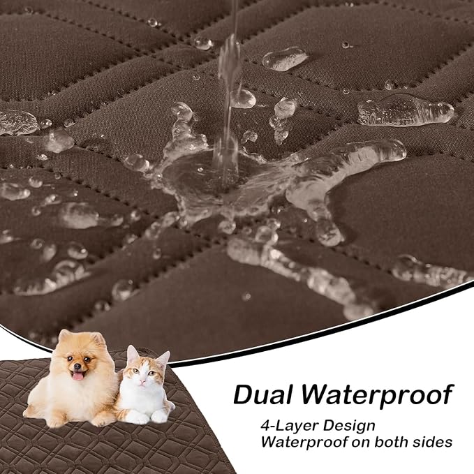 Waterproof Dog Bed Blanket - Soft Pet Blanket & Sofa Cover for Dogs | Reversible Washable Furniture Protector, Couch Covers for Pets (68x82 Inch, Chocolate/Beige)