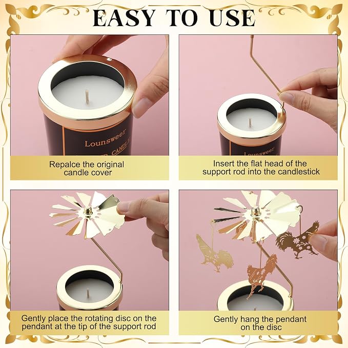 Lounsweer Chicken Gifts for Women Rotating Scented Candle with Rotatable Candle Holder Rooster Gifts for Chicken Lovers Funny Presents for Women Mom Birthday Anniversary Chrismas Festival