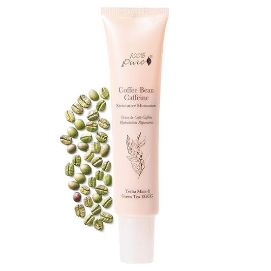 100% PURE Coffee Bean Caffeine Face Cream Glowing Skin Care Anti Aging Youthful Boost Caffeinated Facial Moisturizer with Hyaluronic Acid & Niacinamide for Women & Men - 1.7 fl oz