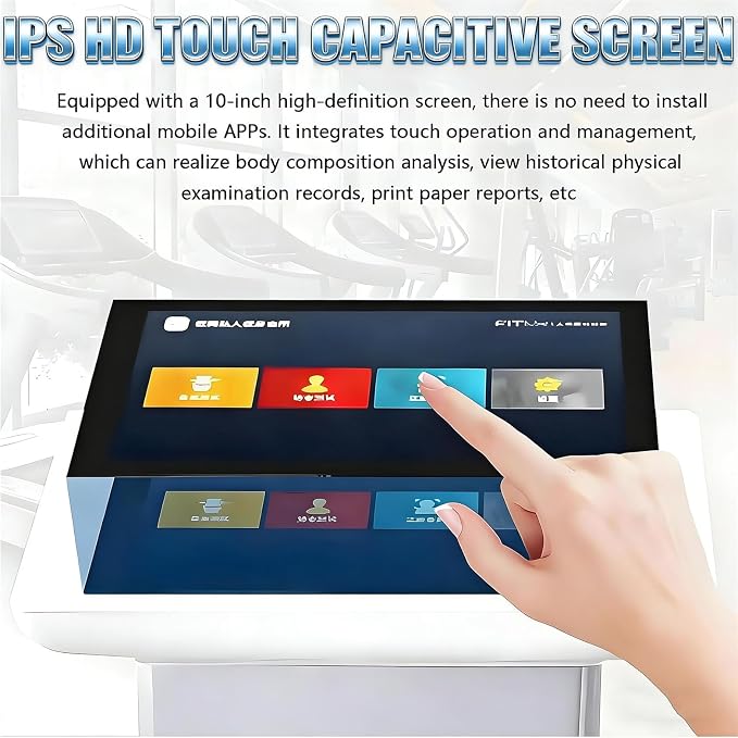 10.1 inch HD Touch Bioimpedance Analysis Machine, Smart Body Composition Health Assessment Body Scanner, Height Body Fat Analyzer, Support Multiple Users