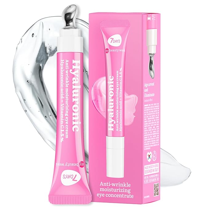 7DAYS Eye Cream Korean Skin Care with Cooling Massager – Hyaluronic Acid Under Eye Cream for Dark Circles, Puffiness & Bags, Anti Aging, Firming & Brightening Eye Care | 0.6 fl oz / 18 ml