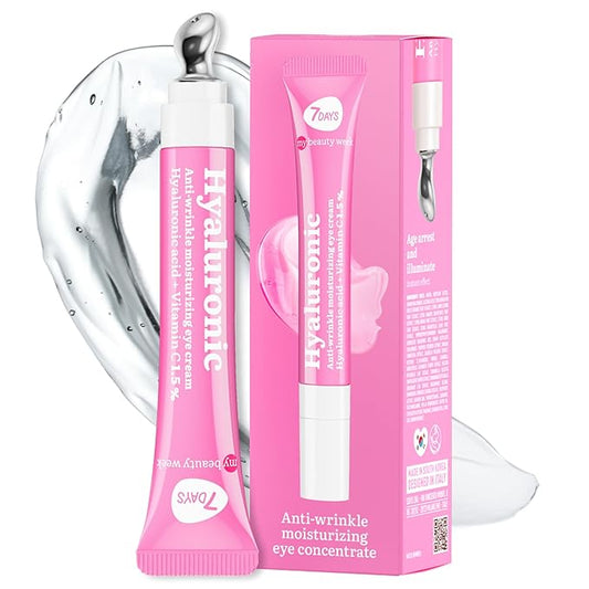 7DAYS Eye Cream Korean Skin Care with Cooling Massager – Hyaluronic Acid Under Eye Cream for Dark Circles, Puffiness & Bags, Anti Aging, Firming & Brightening Eye Care | 0.6 fl oz / 18 ml