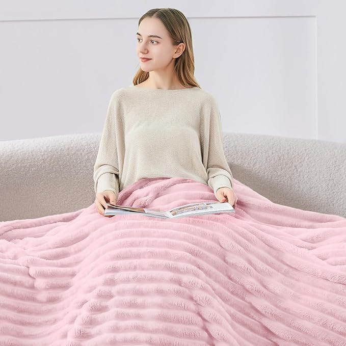 BEDELITE Ribbed Twin Blanket for Couch & Bed, Cherry Blossom, 60"x80" | Ultra-Soft Plush Fleece, Cozy, Warm Yet Lightweight, Ribbed Texture, Home Decor, Machine Washable, Giftable, All-Season Use