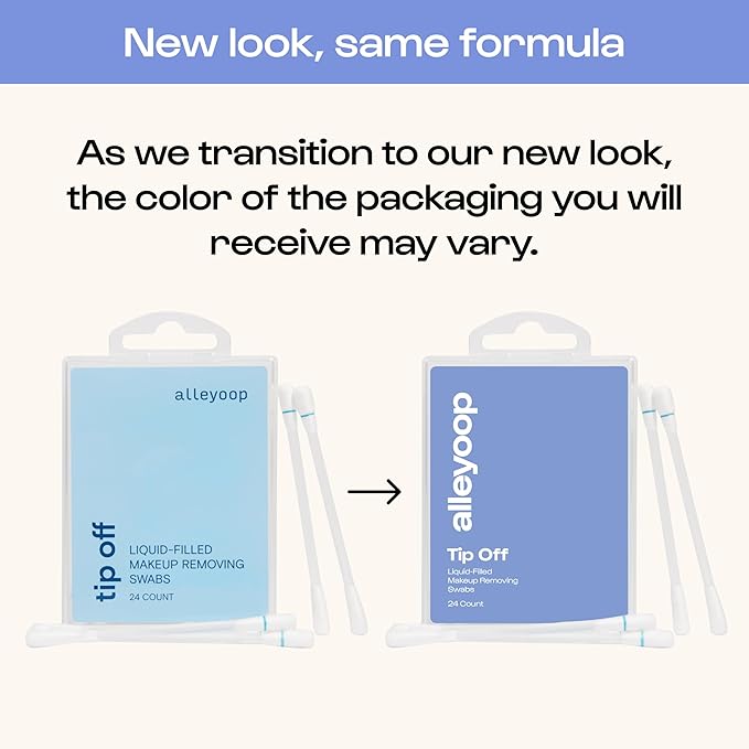 Alleyoop Cotton Swabs for Makeup, Tip Off Liquid-Filled Makeup Removing Swabs (24 Count, 1 Pack) - Easy-To-Use & Space Saving Makeup Remover - Disposable Cotton Tips for Eye, Lip, Eyebrow, & Eyeshadow