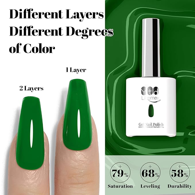 YTD Likomey Field Green Gel Nail Polish,15ml Salon Home DIY Manicure and Pedicure Fall Winter UV Color Varnish,CS452