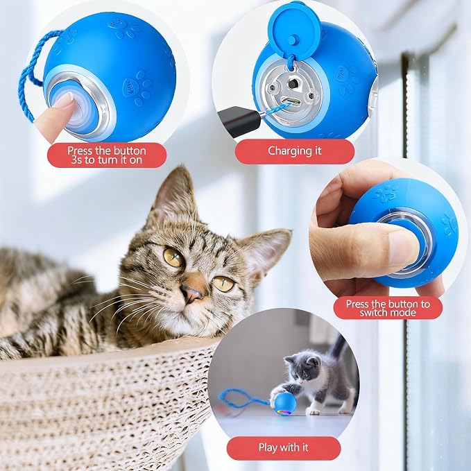 Speed 2.0 Tail Interactive Cat Toys, Rechargeable Ball for Indoor Cats