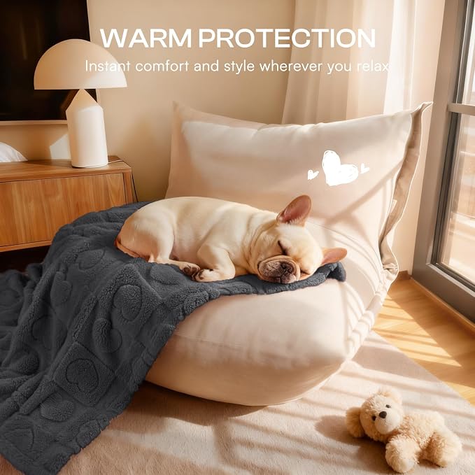 Luciphia 2 Pack Small Dog Blanket, Cozy Fleece Throw for Puppy Cat,41"x31" | Pink Blanket Washable for Medium/Large Dogs, Cute Cover on Bed Couch Crate Car, Puppy Essentials, Dog Gift,2PCs Grey/Beige