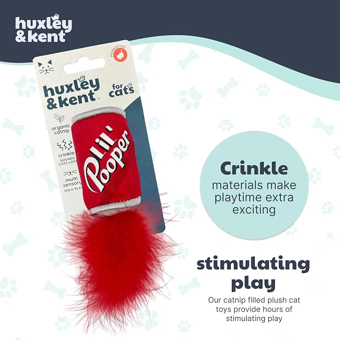 Huxley & Kent Plush Crinkle Catnip Cat Toy, Lil' Pooper