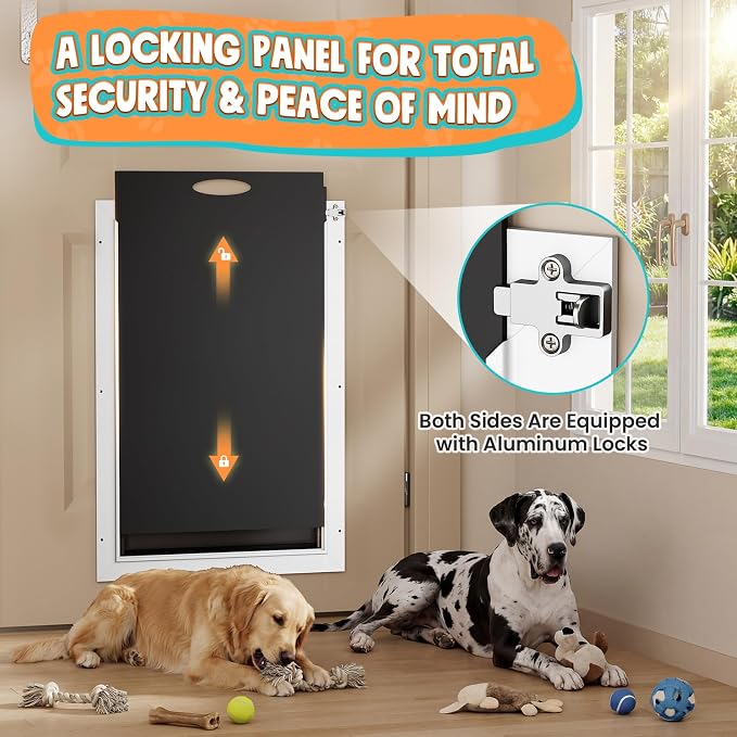 3-Flaps Aluminum XL Dog Door for Door, Pets Up to 220 lb