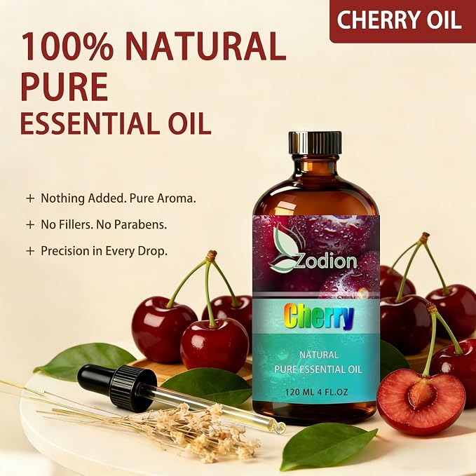 Cherry Essential Oil - Cherry Oil for Diffuser, 4 Fl Oz(120ml) | Candle Making, Soap Making, aroma, Strong Scent, Pure, Natural, Home Fragrance, Massage