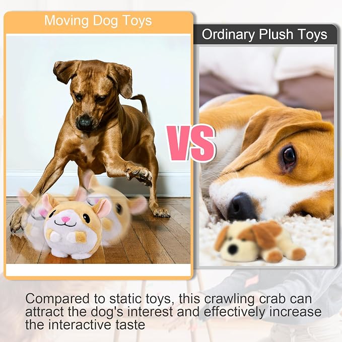 Mity rain Interactive Dog Toys with Thicken Plush, Moving Dog Toy | with Recording Mode Shaking & Singing Mode Bouncing, Funny Ball Jumping to Keep Them Busy & Chase, Rechargeable (Hamster)