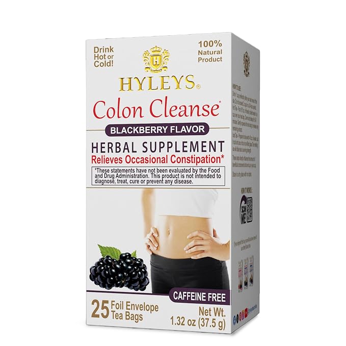 HYLEYS Colon Cleanse Tea BlackBerry Flavor - 25 Tea Bags (2 Pack)