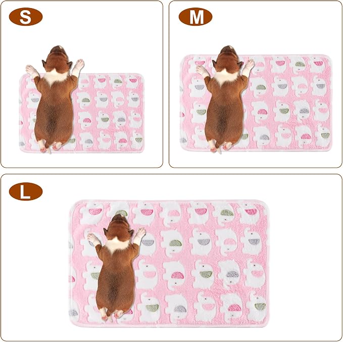 1 Pack 3 Blankets for Dog Puppy Cat (Medium 30x20'', Pink, Yellow, Blue) | Super Soft Fluffy Premium Fleece Pet Blanket Flannel Paw Printed Throw