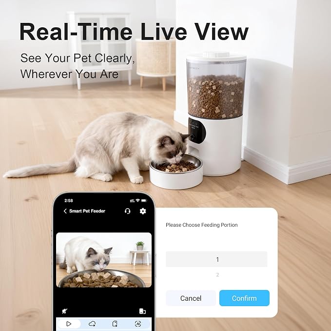 Automatic Cat Feeder with 2K Camera, 6.5L Smart App Control 5G/2.4WiFi
