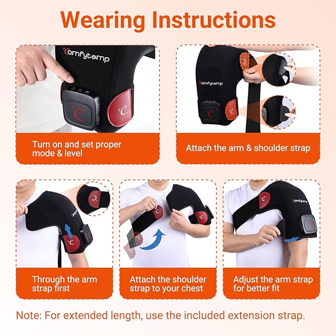 Comfytemp Cordless Red Light Therapy for Shoulder, 94 LEDs FSA Eligible HSA Near Infrared Light Wrap, 3D Portable Heated Shoulder Pad for Joint,Birthday Gifts for Women Christmas(No Massage,One Size)