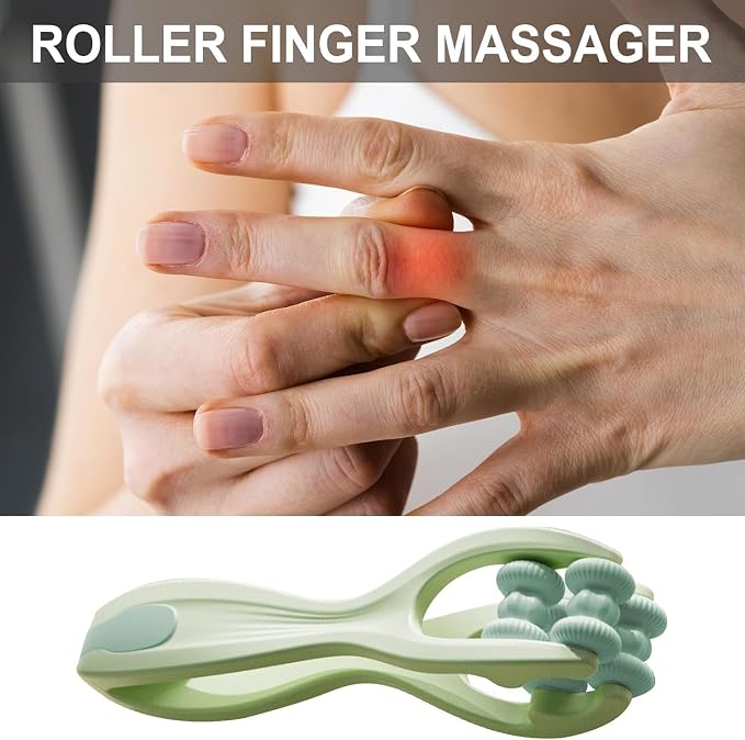 2pcs Finger Massager for Arthritis Finger Arthritis Pain Relief Manual Massage Tools Hand Massage Roller Thumb Massager for Woman Mothers Day Gift Palm Foot Acupressure Tool (Light Green)