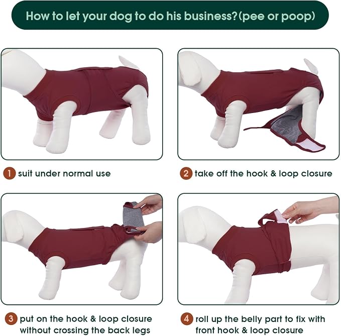 Kuoser Recovery Suit for Dogs Cats, Soft Dog Surgery Suit Female Male Spay | Professional Dog Onesie for Surgery, Substitute E-Collar & Cone, Prevent Licking Dog surgical suit Pet Neuter Suit