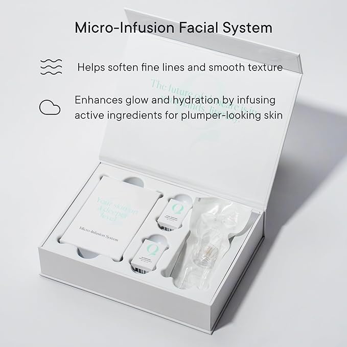 Qure Micro Infusion System for Face & Neck - Facial Moisturizing Essence, Hydrating Serum for All Skin Types, Refreshed Skin - 5-Month Supply