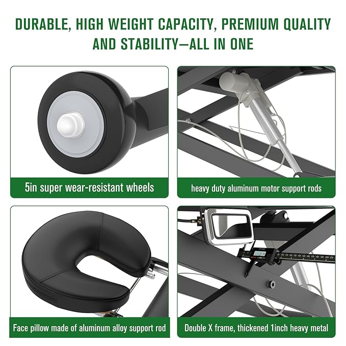 Electric Massage Table, Electric Lift Motor Height adjustable and Manual Backrest Adjustable Angle for Treatment, Medical Spa, Facial, Beauty, Massage Bed and More - 32 Wide x 75 Long - Black