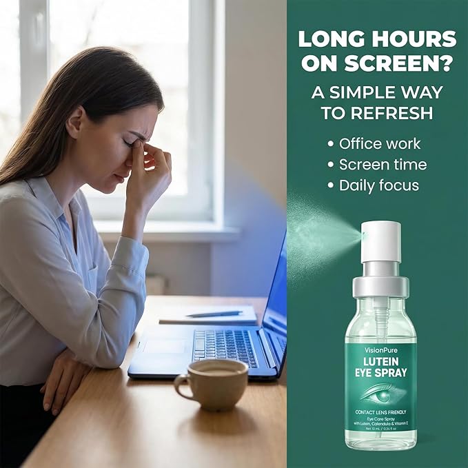 VisionPure Lutein Eye Spray – Gentle Eyelid Cleanser | Eye Formula with Calendula, Lutein, Vitamin E, 10 mL