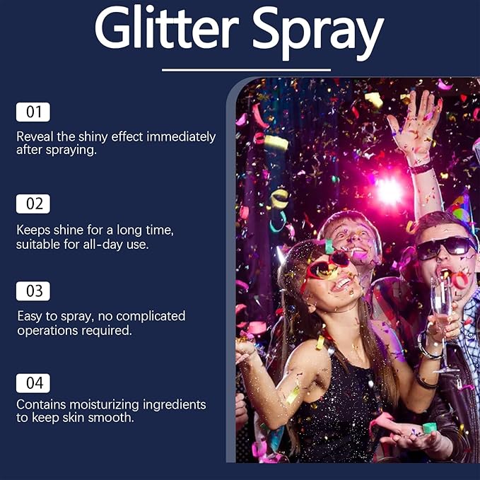 Hair、Body Glitter Prom Festival Carnival Flash Spray Glistening Mist - for All Hair Types, Instantly Adds Shine