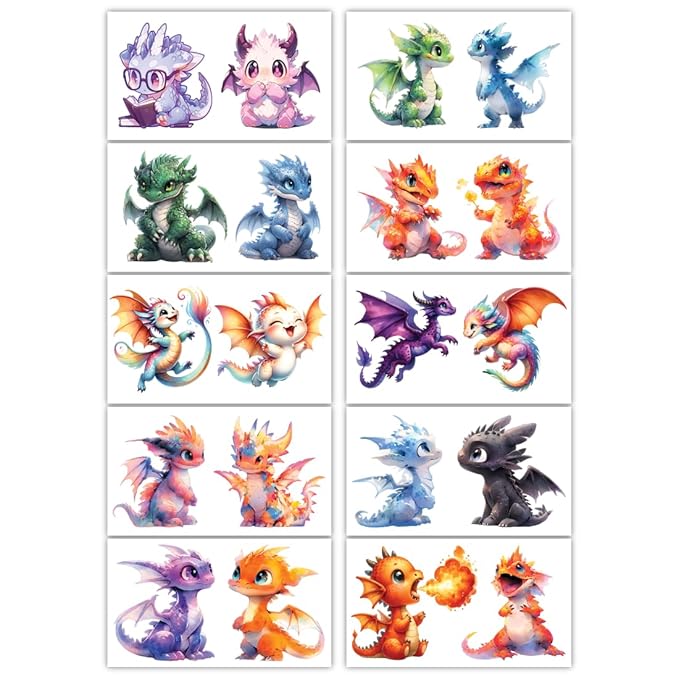 Temporary Tattoos - 30 Sheets Tattoos (Dragons)