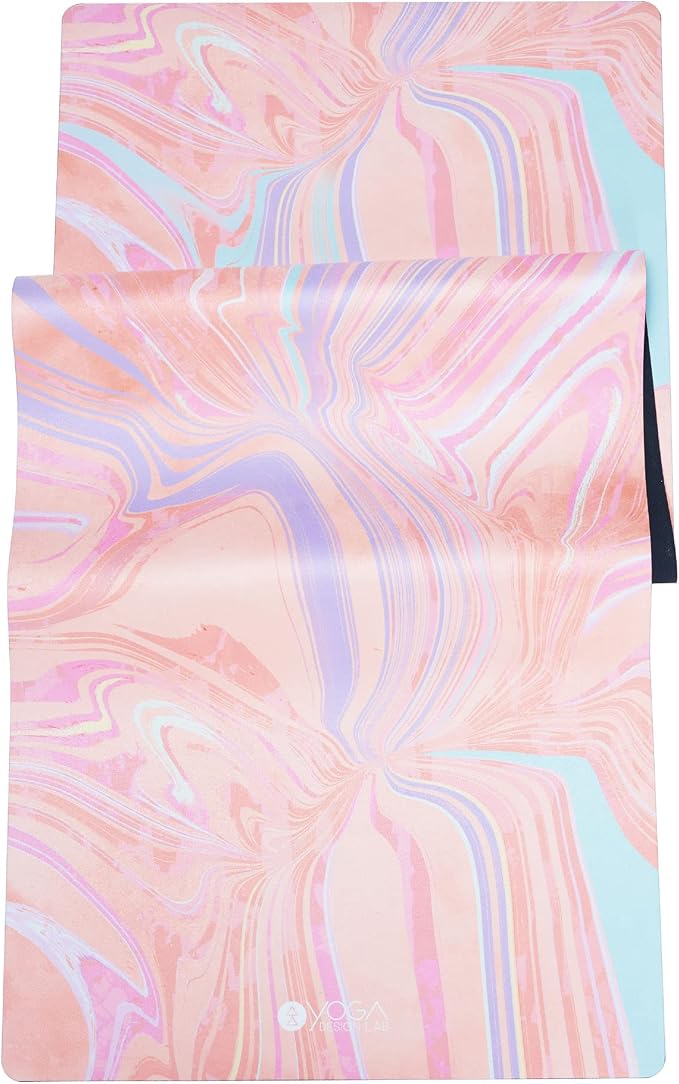 YOGA DESIGN LAB | The Combo Yoga Mat | 2-in-1 Mat+Towel | Eco Luxury | Ideal for Hot Yoga, Power, Bikram, Ashtanga, Sweat | Studio Quality | Includes Carrying Strap!