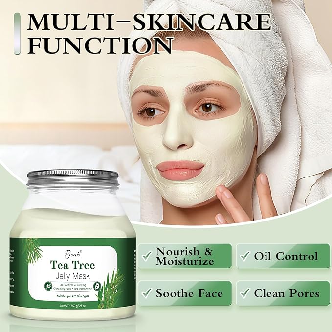 Powder Jelly Mask for Facials Professional, Peel Off Facial Mask for Hydrating & Moisturizing, Hydrojelly Mask for Women Men Skin Care, Home DIY Spa Use for All Skin with Tea Tree