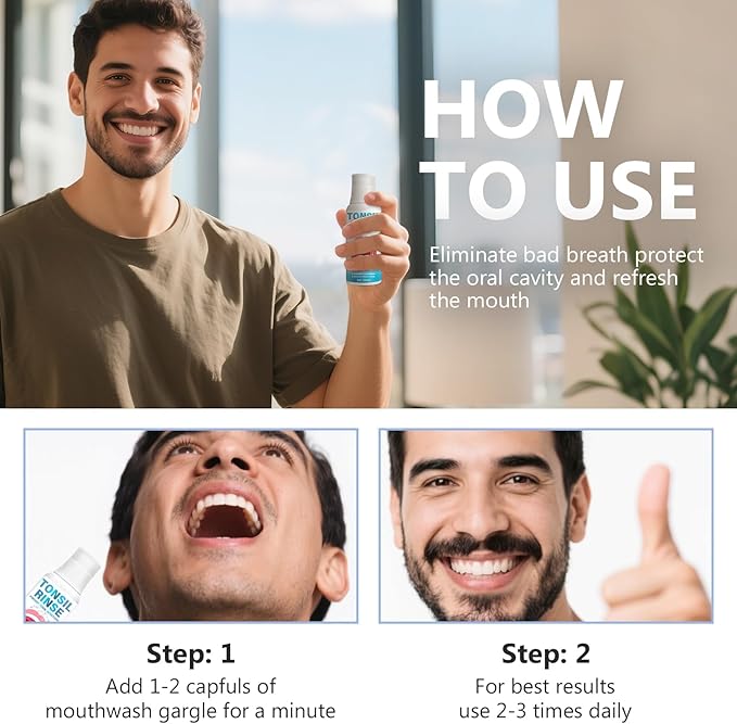 Tonsil Stone Remover Mouthwash, Natural Ingredients & Oral Rinse Liquid to Help Refresh Tonsil Area, Fast Effectively Soothe Dry Mouth & Freshen Breath Tonsil Stone Mouthwash, Smell Fresh
