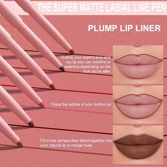 evpct Brown Matte Creamy Retractable Lip Liner Pencils for Shaping & Sculpting Lips, Lip Pencils for Women Long Lasting Waterproof Rich Lip Colors Liner Crayon Lipstick delineador de labios 05
