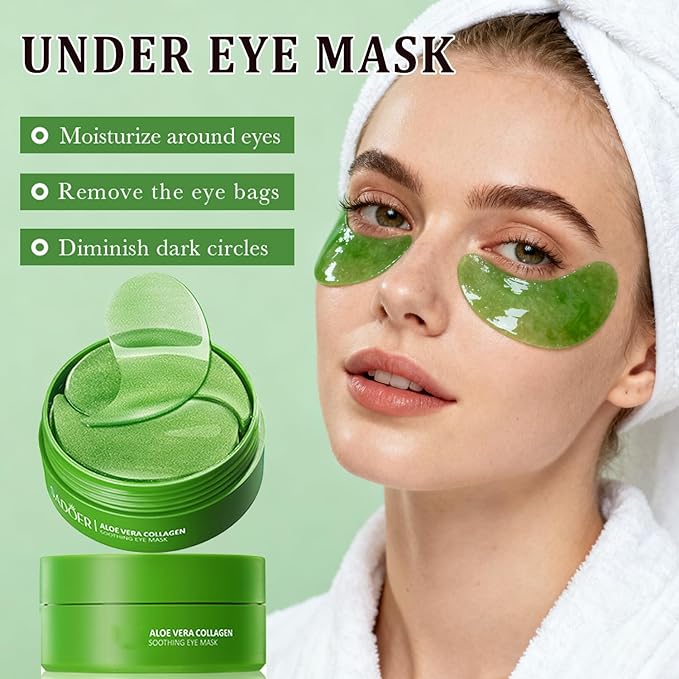 firstfly Under Eye Patches - 60 PCS Aloe Vera Eye Masks for Dark Circles and Puffiness, Hydrating Eye Mask Skincare, Stocking Stuffers, Eye Patches for Women Reduce Wrinkles and Fine Lines