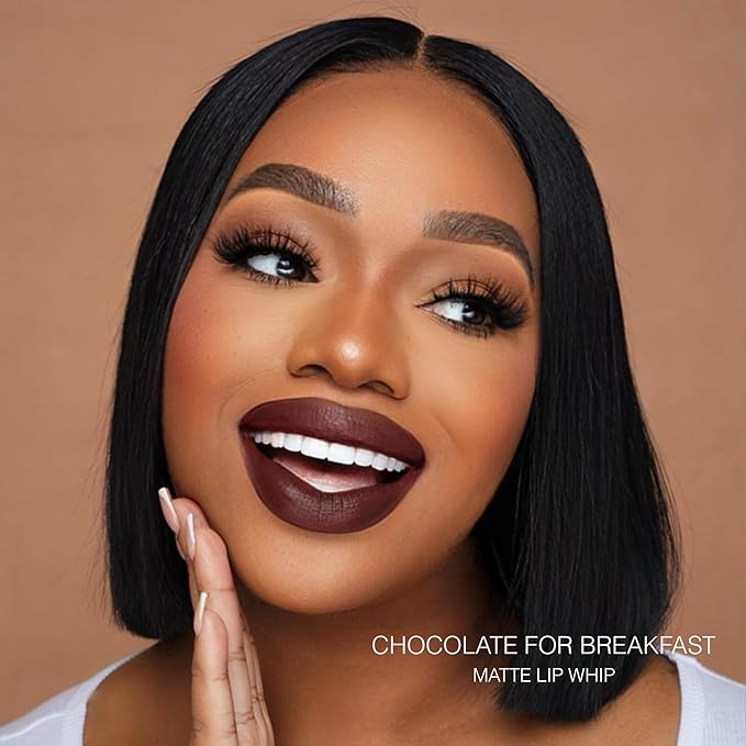 Beauty Bakerie Lip Whip Liquid Lipstick for Women, Waterproof Lip Gloss, Tint, Stain Long Lasting Hydrating Moisturizer, Matte or Metallic, 3.5mL, Chocolate for Breakfast