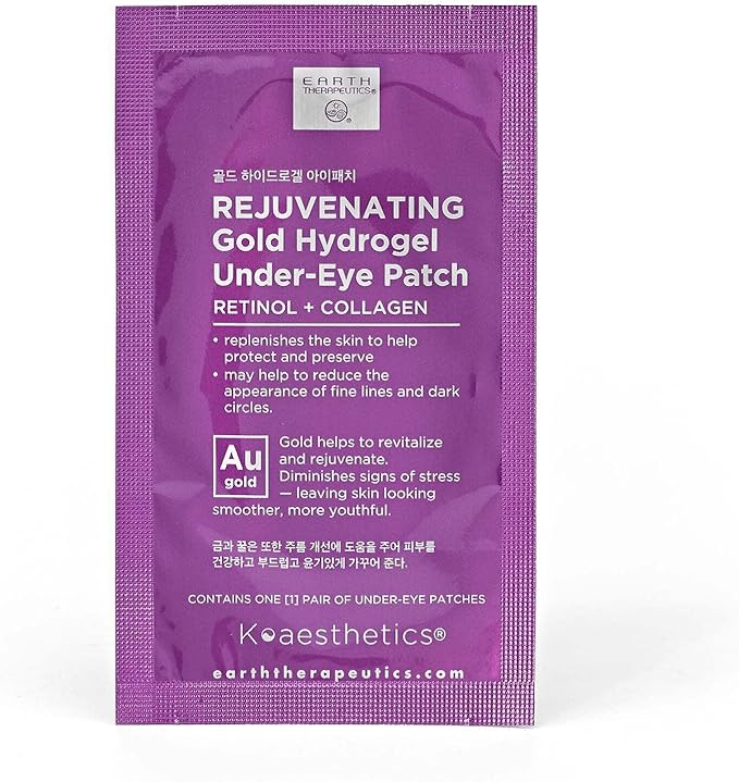 Earth Therapeutics Recovery Gold Hydrogel Under-Eye Patch – Retinol + Collagen (5 Pairs = 10 Patches)