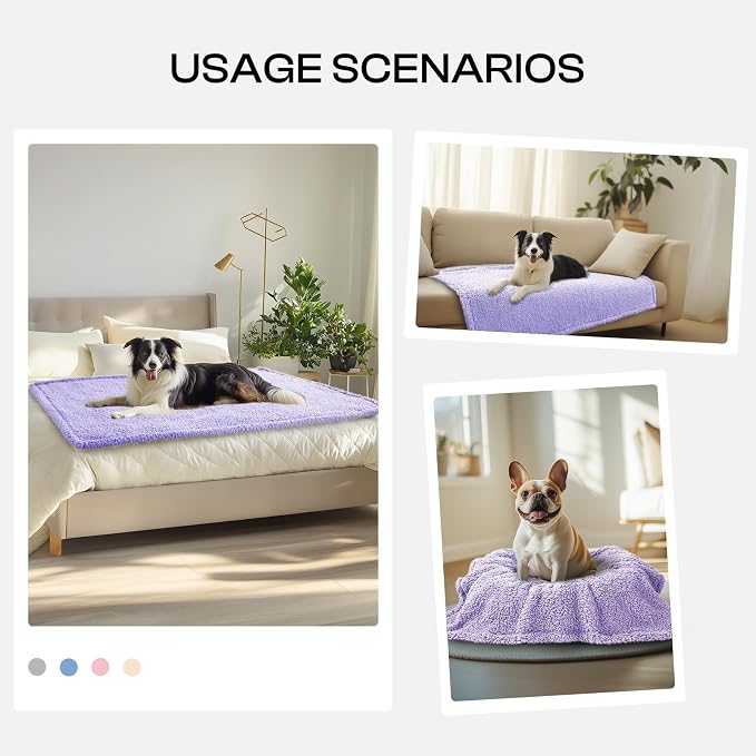 Luciphia Ultra Soft Sherpa Fleece Dog Puppy Cat Blanket for Small Pets | Calming Plush Throw for Crate, Couch, Car, Bed. Machine Washable. Puppy Essential, Cat Stuff,Violet,41"x31"
