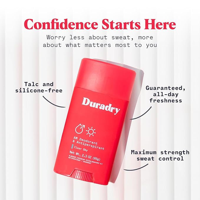 Duradry Clinical-Strength Antiperspirant Deodorant for Women and Men – Clean Formula with Natural Ingredients – Odor and Excessive Sweat Protection for Armpits–Limitless (Cool Citrus + Cedar),3 Pack