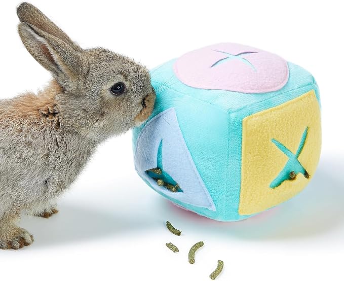 Rabbit Foraging Toy with Bell, Washable Puzzle Feed Game Rabbit Toy