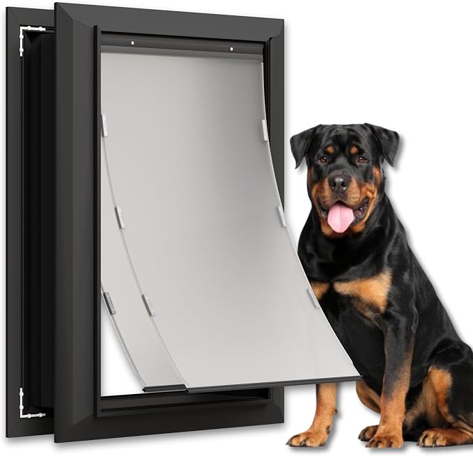 X-Large Heavy Duty Aluminum Dog Door, Double Flap for Extreme Weather