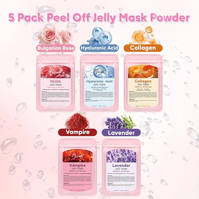 Pjordo Facial Steamer Spa Kit, 12 Skin Care Tools & 5 Jelly Mask Powder, Nano Ionic Steamer for Facial Deep Cleaning Unclog Pores Sinuses, Warm Mist Humidifier for Home SPA, Valentines Gifts for Women