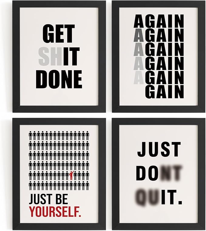 DSHFG Motivational Funny Office Wall Art Prints Set of 4 | Office Inspirational Wall Art, Motivational Quotes Wall Decor Posters for Office Home, 8x10 Unframed