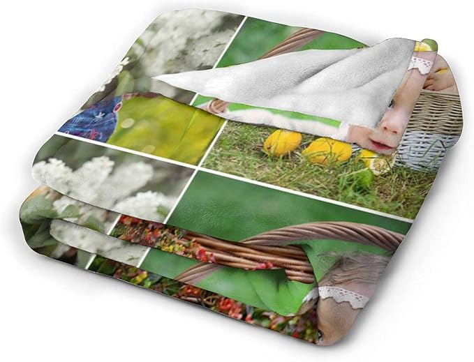 QETXVI Custom Blanket with Photos Text Customized Blanket Personalized Flannel Throw Blankets for Adult Kid Birthday Christmas Halloween Fathers Mothers Valentines Gift - 40"x 50"