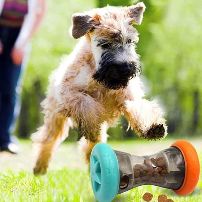 Dog Puzzle Toys for Boredom, 5.9in Bite Resistant ABS Treat Dispensing Ball Toy, Interactive Food Dispenser Slow Feeder with Mechanical Rolling Bell for Pet Training