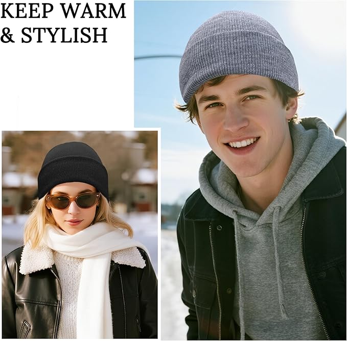 PFFY Unisex Beanie Hats for Men Women Knit Winter Beanies