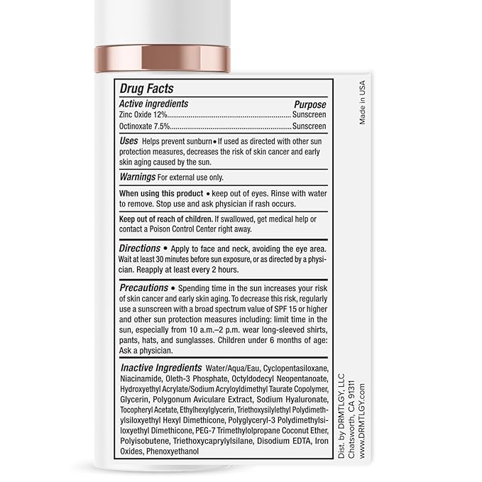 DRMTLGY Universal Tinted Moisturizer SPF 46 – Hydrating Dewy Tinted Sunscreen for Face with Zinc Oxide & Octinoxate – Niacinamide & Hyaluronic Acid – Broad Spectrum Lightweight Daily SPF, 1.7 oz