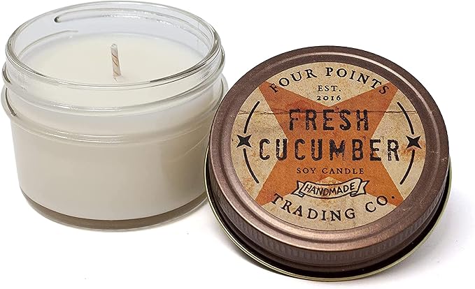 Fresh Cucumber 4 Oz Scented Soy Aromatherapy Candle w/Jar