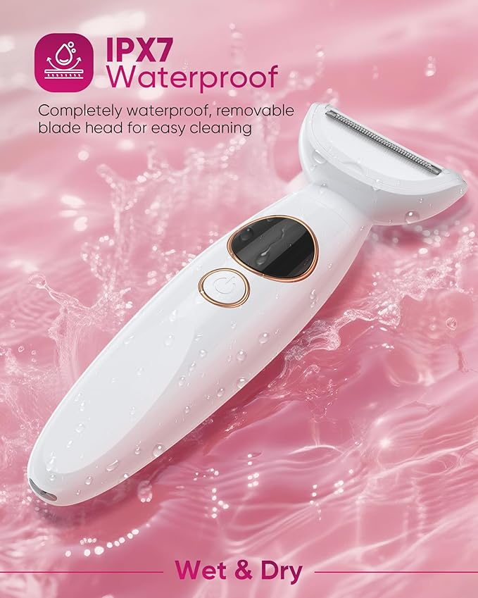 ANYLIV 3 in 1 Bikini Trimmer for Women, Electric Razors for Women with Display, Painless Bikini Trimmer, USB Charging, Electric Shaver for Woman,Shaver for Woman for Face, IPX7 Waterproof,White