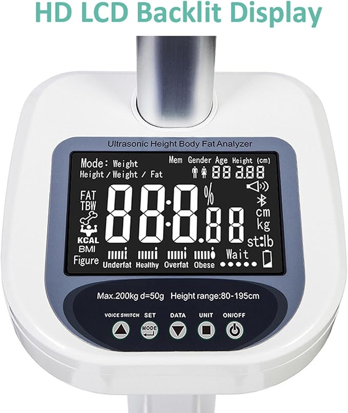 Digital Body Weight Scale - Step-On Weighing Machine for Muscle Composition and Height Measurement - Physician-Grade Scales for Gym Use