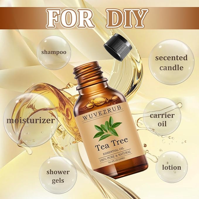 Tea Tree Essential Oils 240ML, Pure Tea Tree Essential Oil for Aromatherapy Diffuser - 8 Fl Oz