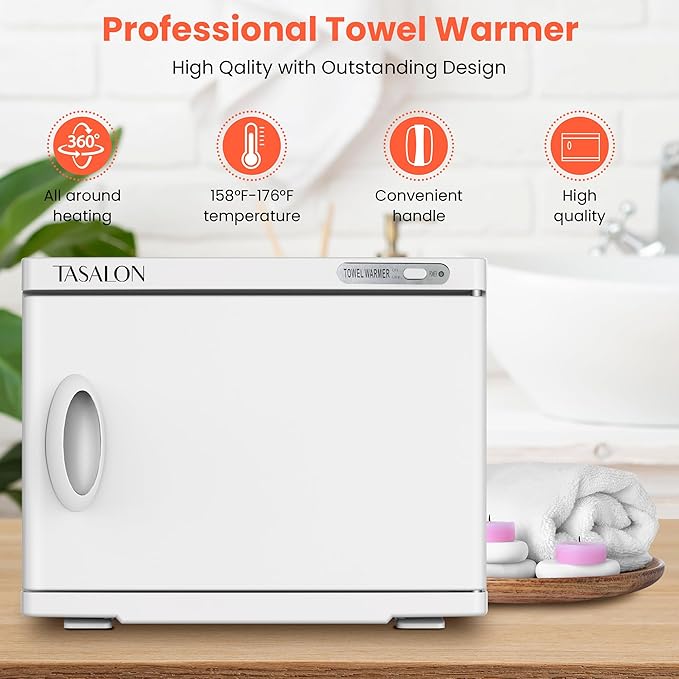 TASALON Professional Hot Towel Warmer Cabinet, 23L Large Capacity, Use for Facial Spa, Hair Beauty, Salon Equipment and Home, Perfect Temperature for Towel Warmer, Fits up to 72 Small Towels - White